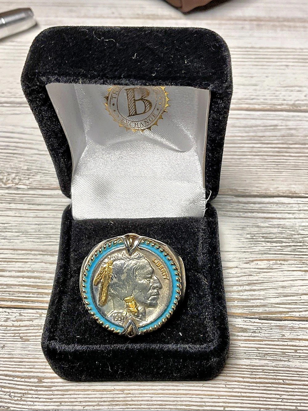 Sterling Silver 925 Indian Buffalo Head Nickel Bradford Exchange 1937 Ring Sz 10